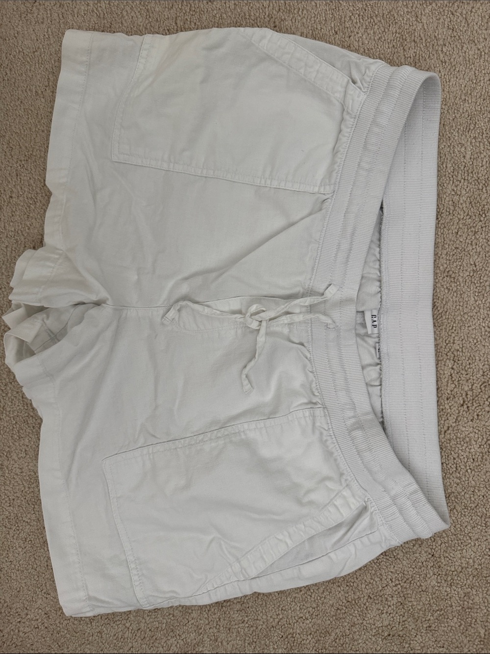 GAP White Linen Blend Drawstring Waist Shorts